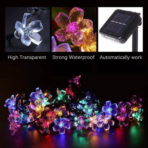 Solar-powered String Lights Flowers Flashing Light Christmas Holiday String Light - Image 4