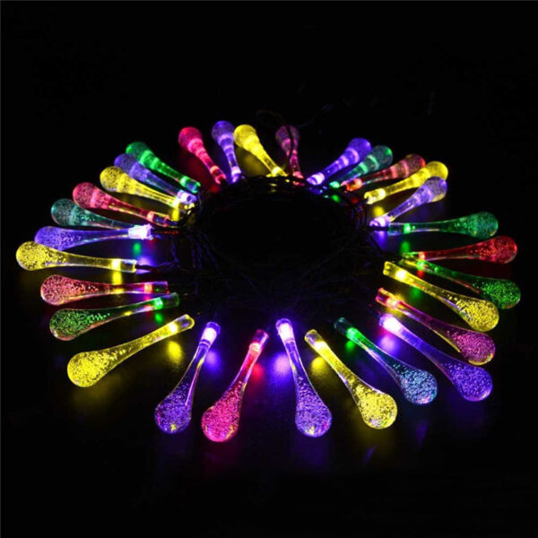 LED Outdoor Water Drops Solar Lamp String Lights LED Fairy Holiday Christmas Party Garland Garden Waterproof - Image 6