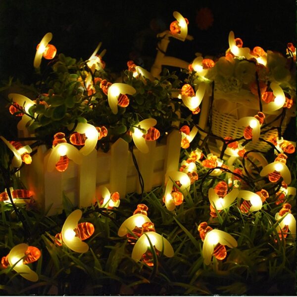 LED Outdoor Solar Lamp String Lights Fairy Holiday Christmas Party Garland Solar Garden Waterproof Linghting Bee - Image 8