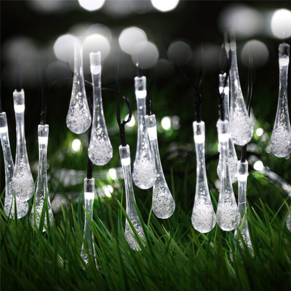 LED Outdoor Water Drops Solar Lamp String Lights LED Fairy Holiday Christmas Party Garland Garden Waterproof - Image 9