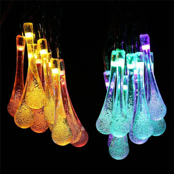 LED Outdoor Water Drops Solar Lamp String Lights LED Fairy Holiday Christmas Party Garland Garden Waterproof - Image 10