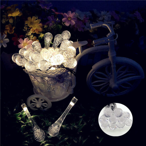 LED Outdoor Water Drops Solar Lamp String Lights LED Fairy Holiday Christmas Party Garland Garden Waterproof - Image 8