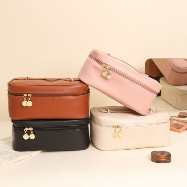 Handle-top Cosmetic Bag Ins Fashion Simple Square Handbag Toiletry Bags Travel High Capacity Portable Storage Make Up Bag - Image 2