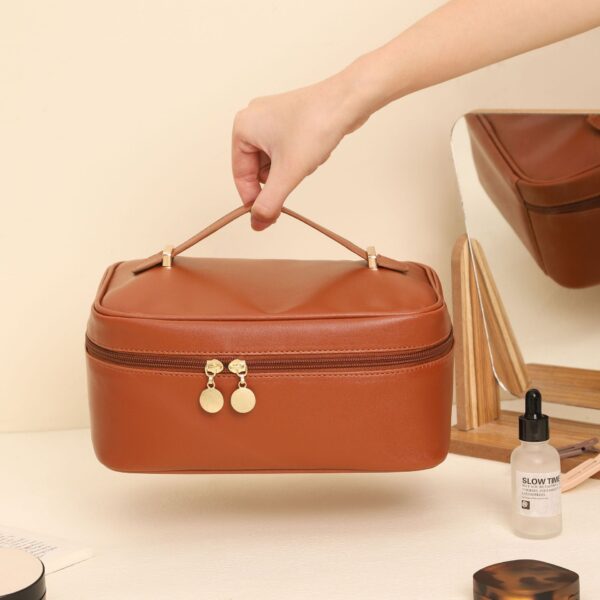 Handle-top Cosmetic Bag Ins Fashion Simple Square Handbag Toiletry Bags Travel High Capacity Portable Storage Make Up Bag - Image 9