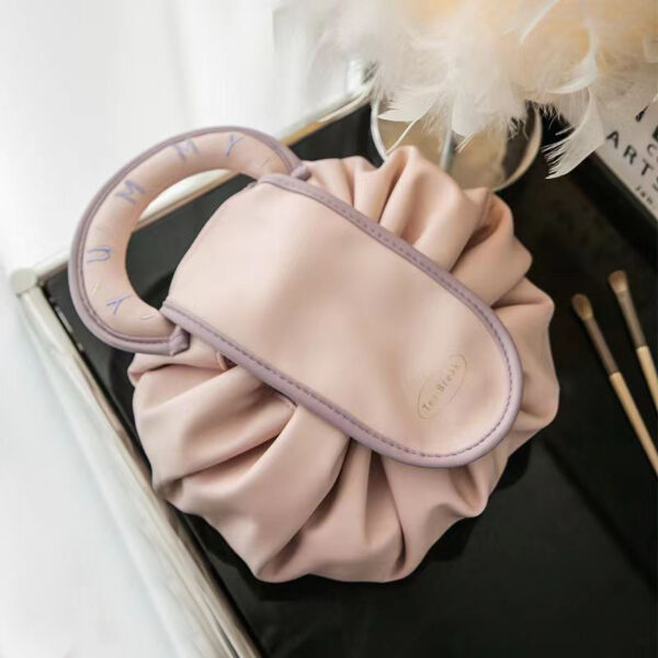 Portable Drawstring Cosmetic Bag With Handle Design Large Capacity Waterproof Make Up Handbags Storage Toiletry Bags - Image 3