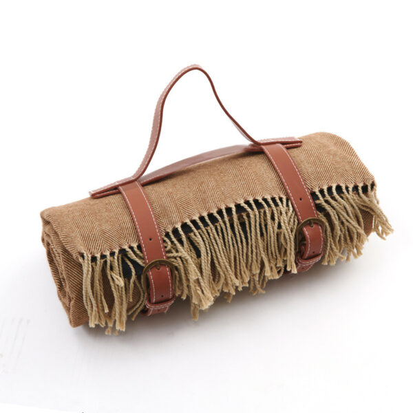 Leather Strap Tassel Picnic Blanket Picnic Mat Camping Hiking - Image 3