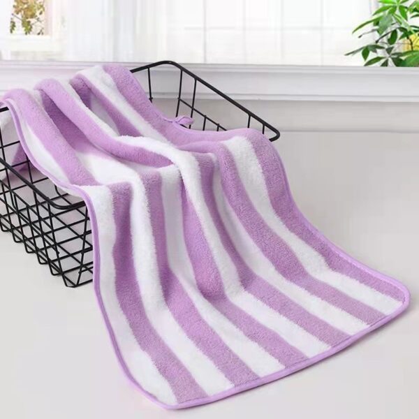 Coral Fleece Wide Striped Edge Soft Absorbent Thickening Lint-free Face Washing At Home Towels - Image 6