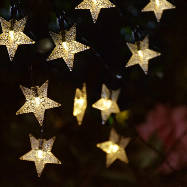Solar Powered Star Fairy String LED Lights Waterproof Xmas Garden Outdoor Decor - Image 4