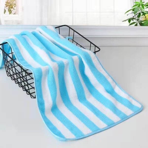 Coral Fleece Wide Striped Edge Soft Absorbent Thickening Lint-free Face Washing At Home Towels - Image 7