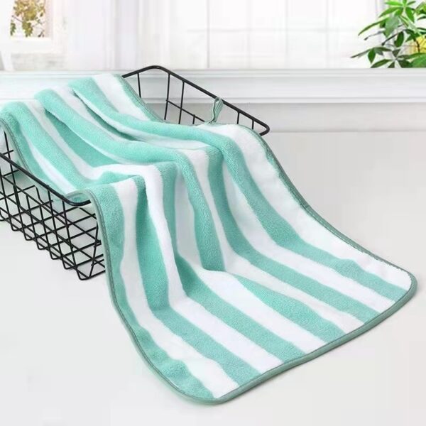 Coral Fleece Wide Striped Edge Soft Absorbent Thickening Lint-free Face Washing At Home Towels - Image 3