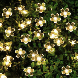 Solar-powered String Lights Flowers Flashing Light Christmas Holiday String Light
