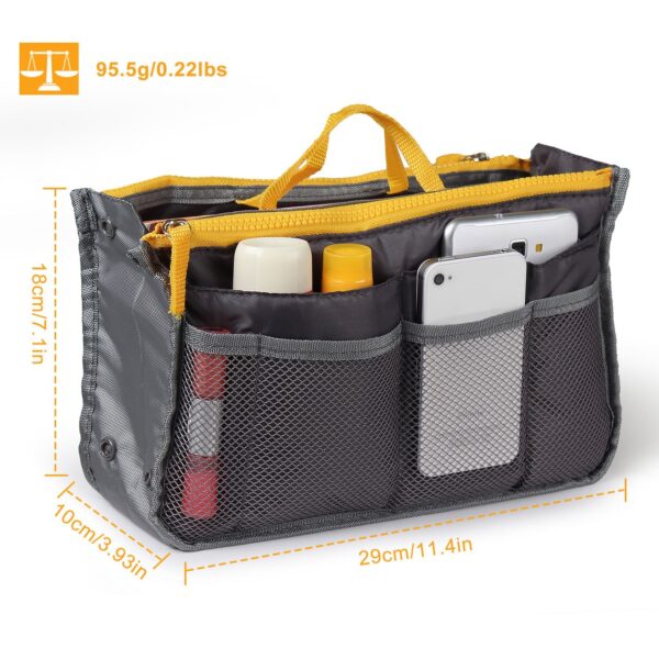 Women Lady Travel Insert Handbag Organizer Makeup Bags Toiletry Purse Liner With Hand Strap - Image 10