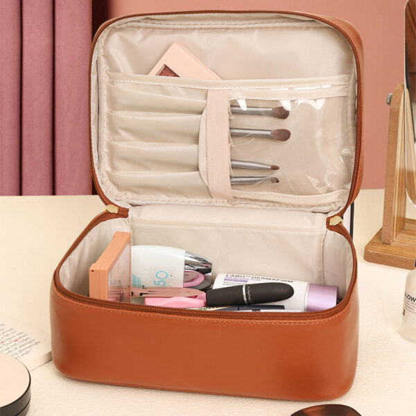 Handle-top Cosmetic Bag Ins Fashion Simple Square Handbag Toiletry Bags Travel High Capacity Portable Storage Make Up Bag - Image 3