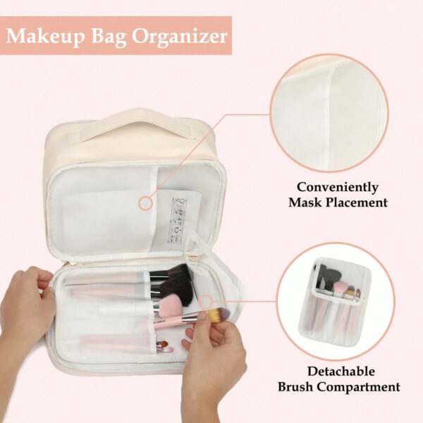 Clear Makeup Bag For Women, Clear Cosmetic Bag Travel Toiletry Bags Makeup Organizer Bag With Detachable Brush Holder Summer Travel, Vacation Home Bathroom Decor Holiday Makeup Organizer Bathroom Acce - Image 3