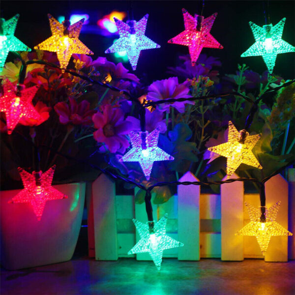 Solar Powered Star Fairy String LED Lights Waterproof Xmas Garden Outdoor Decor - Image 6