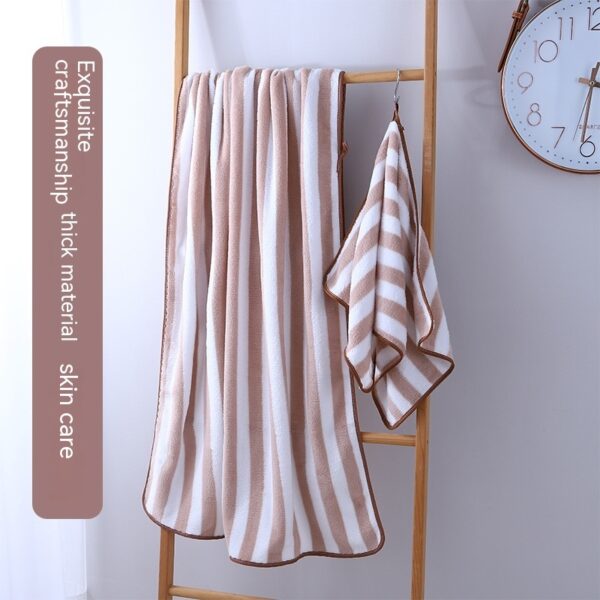 Coral Fleece Wide Striped Edge Soft Absorbent Thickening Lint-free Face Washing At Home Towels - Image 2