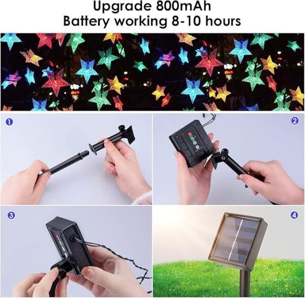 Solar Powered Star Fairy String LED Lights Waterproof Xmas Garden Outdoor Decor - Image 7