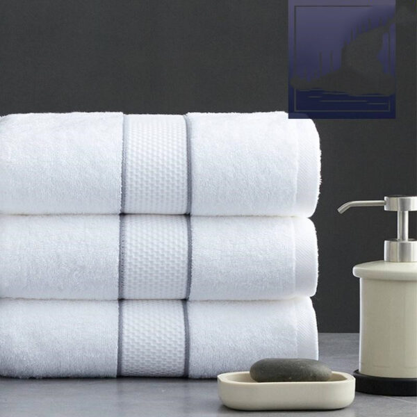 Cotton Beach Towel White Hotel Absorbent Bath Towels - Image 2