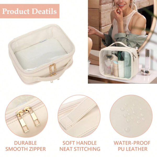 Clear Makeup Bag For Women, Clear Cosmetic Bag Travel Toiletry Bags Makeup Organizer Bag With Detachable Brush Holder Summer Travel, Vacation Home Bathroom Decor Holiday Makeup Organizer Bathroom Acce - Image 2