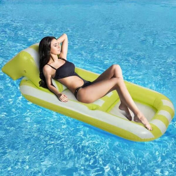 Inflatable PVC Striped Backrest Recliner For Water Float - Image 6