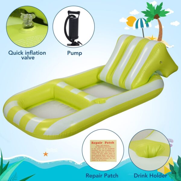 Inflatable PVC Striped Backrest Recliner For Water Float - Image 3