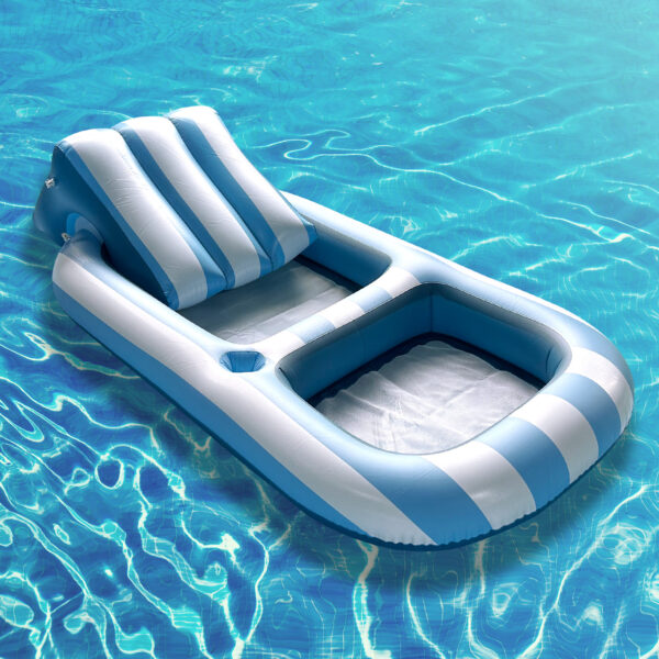 Inflatable PVC Striped Backrest Recliner For Water Float - Image 5