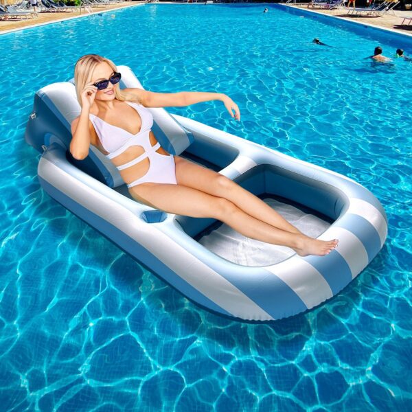 Inflatable PVC Striped Backrest Recliner For Water Float - Image 2
