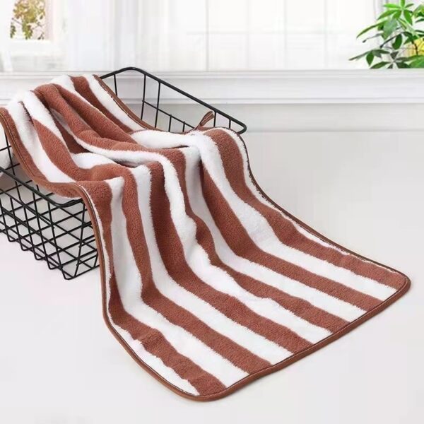 Coral Fleece Wide Striped Edge Soft Absorbent Thickening Lint-free Face Washing At Home Towels - Image 8