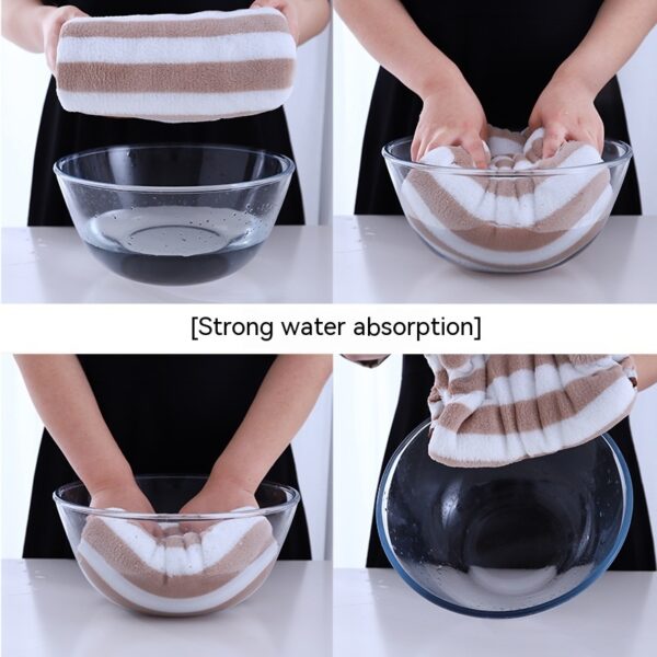 Coral Fleece Wide Striped Edge Soft Absorbent Thickening Lint-free Face Washing At Home Towels - Image 5
