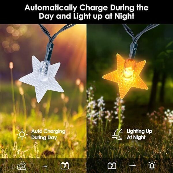 Solar Powered Star Fairy String LED Lights Waterproof Xmas Garden Outdoor Decor - Image 5