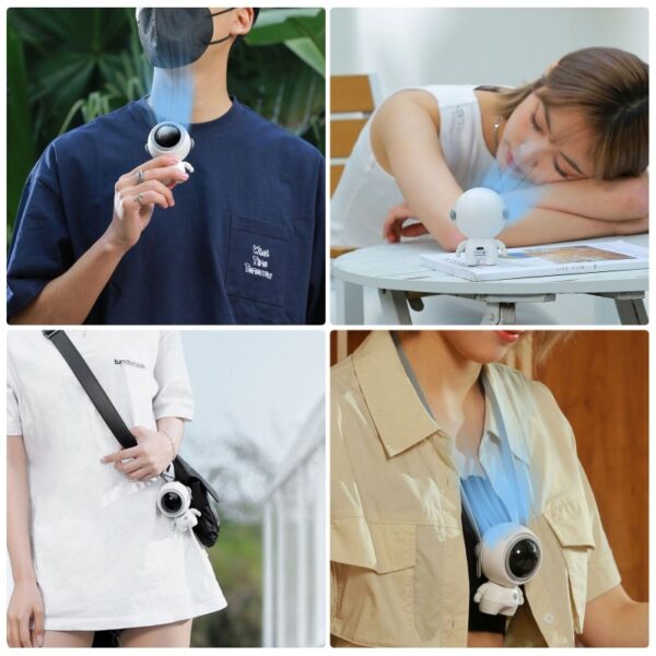 Personal Neck Fans USB Rechargeable Astronaut Small Fan Handheld Hanging Neck Creative Bladeless Mini Fan Easy To Use - Image 7