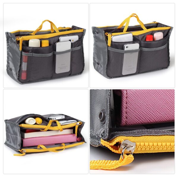 Women Lady Travel Insert Handbag Organizer Makeup Bags Toiletry Purse Liner With Hand Strap - Image 4