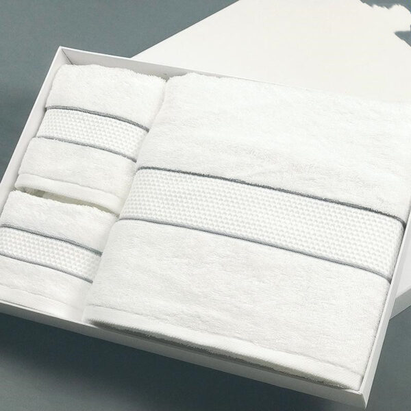 Cotton Beach Towel White Hotel Absorbent Bath Towels - Image 3