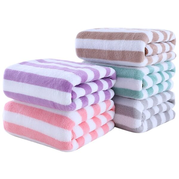 Coral Fleece Wide Striped Edge Soft Absorbent Thickening Lint-free Face Washing At Home Towels - Image 10
