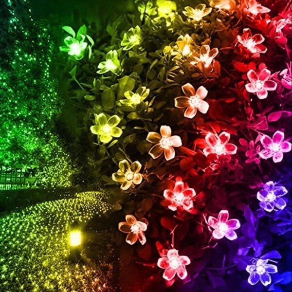 Solar-powered String Lights Flowers Flashing Light Christmas Holiday String Light - Image 5