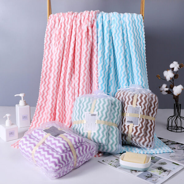 Water Ripple Coral Fleece Towels Child And Mother Suit Two-piece Set - Image 4