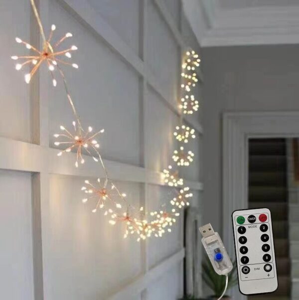 Decorative Fireworks Solar Cell Box Copper Wire String Lights - Image 3