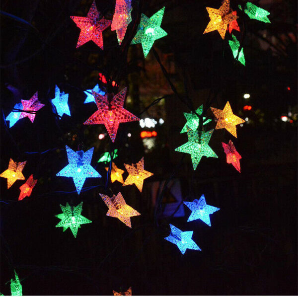 Solar Powered Star Fairy String LED Lights Waterproof Xmas Garden Outdoor Decor - Image 2