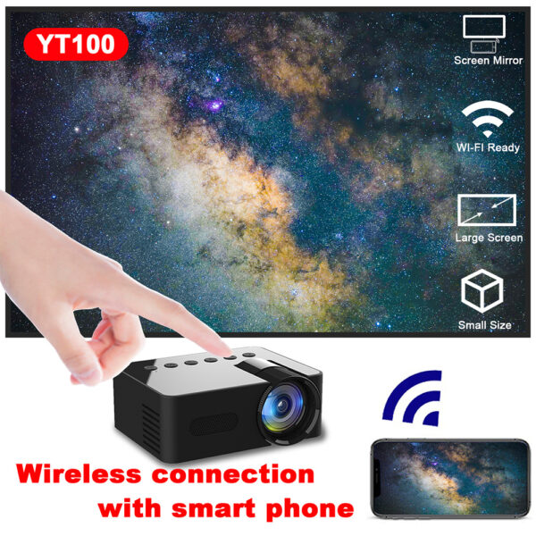 YT100 Home Mini Portable Mini Projector HD Home Wireless Mini Phone Projection - Image 2